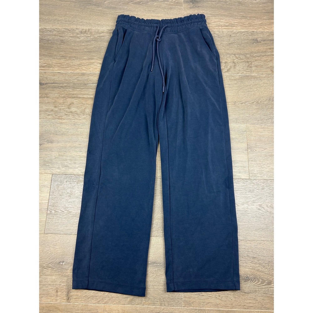 Athleta Navy Blue Wide Leg Lounge Pants Drawstring Smocked Waist XS